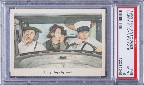 1959 Fleer "Three Stooges" #48 "Larry Plays By Ear!" – PSA MINT 9